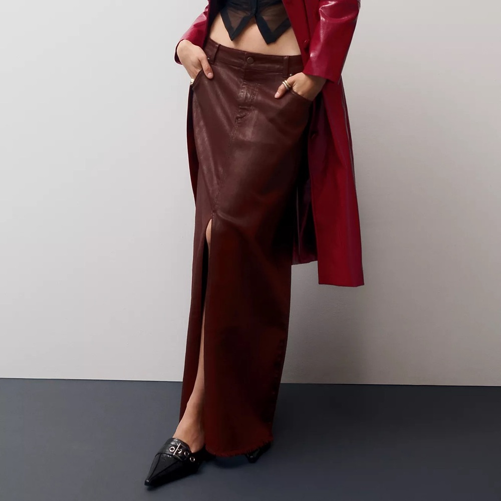 Anthropologie The Madi Front-Slit Denim Skirt by Pilcro - Picture 7 of 12